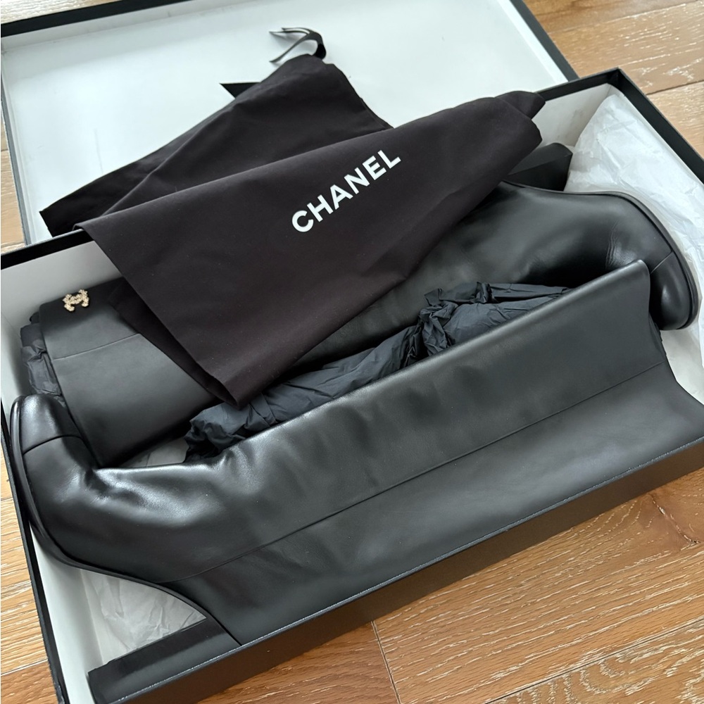 Chanel Black Leather Boots